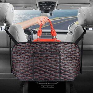 Car Bag Holder Pocket for Storage PU Leather Car Seat Organizer Kids/Pet Barrier